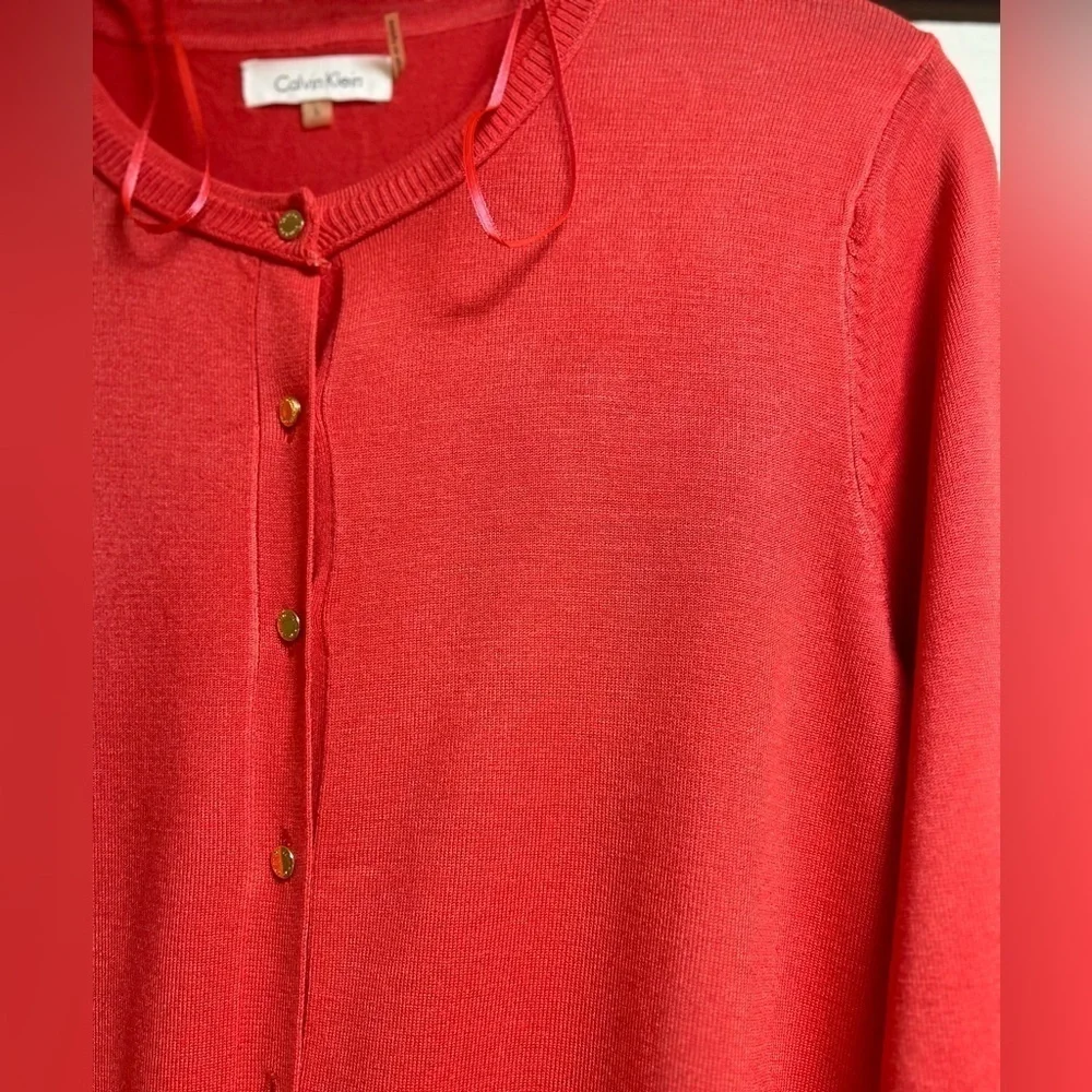 Calvin Klein button down cardigan size large, watermelon 🍉 color